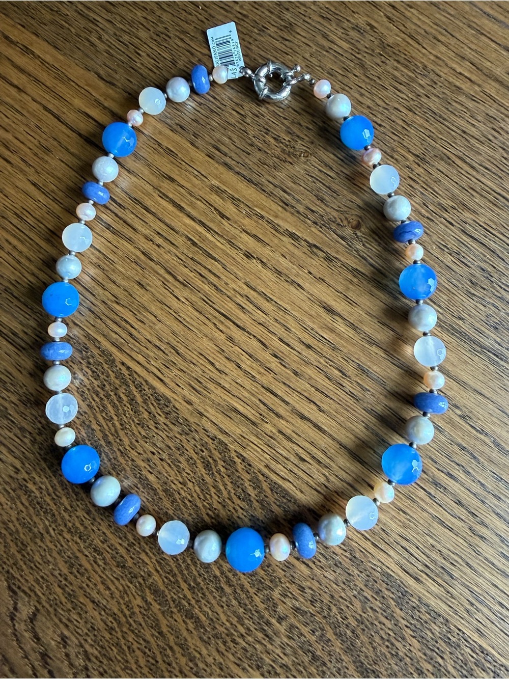 NWT Blue Natural Gemstone & Pearl Women's Necklace